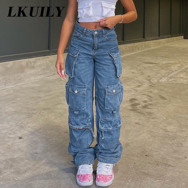 women's jeans casual cargo pants middle waist vintage blue loose streetwear baggy multiple pockets jeans women hip hop y2k straight tro
women's jeans casual cargo pants middle waist vintage blue loose streetwear baggy multiple pockets jeans women hip hop y2k straight tro