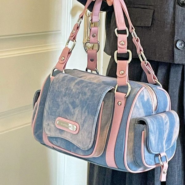 evening bags retro american fashion high capacity handbag denim fabric pink women bag tote multiple pockets large crossbody 230823
evening bags retro american fashion high capacity handbag denim fabric pink women bag tote multiple pockets large crossbody 230823