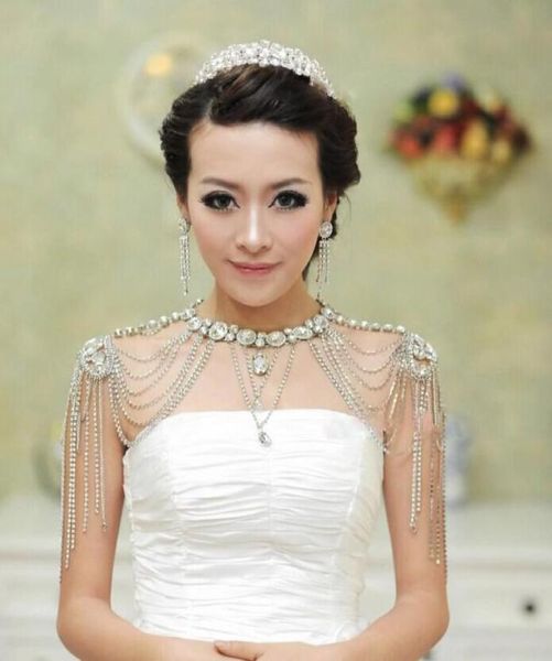 wedding bridal dresses epaulet jacket crystal rhinestone silver necklace long shoulder long full body chain earrings jewelry set5498691, White
wedding bridal dresses epaulet jacket crystal rhinestone silver necklace long shoulder long full body chain earrings jewelry set5498691, White