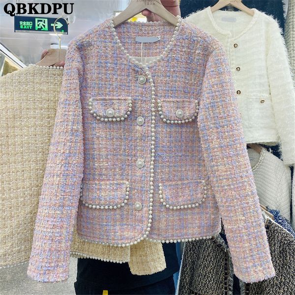 womens jackets luxury pearls vintage cropped tweed jacket women korean fashion outerwear spring blends coat elegant design short chaqueta 23, Black;brown
womens jackets luxury pearls vintage cropped tweed jacket women korean fashion outerwear spring blends coat elegant design short chaqueta 23, Black;brown