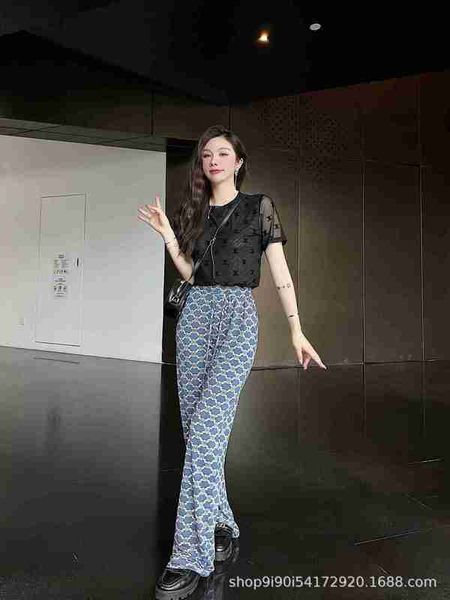 womens two piece pants designer summer new flocking printed mesh short sleeve t-shirt cool silk slim set, White
womens two piece pants designer summer new flocking printed mesh short sleeve t-shirt cool silk slim set, White
