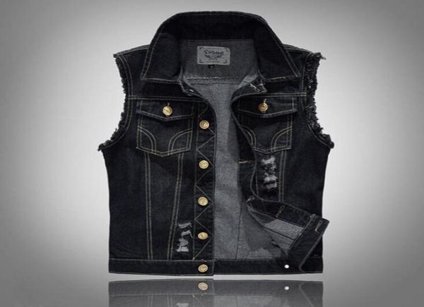 mens distressed denim waistcoat blue sleeveless jeans denim jacket casual vests for men gilet biker homme6923112, Black;white
mens distressed denim waistcoat blue sleeveless jeans denim jacket casual vests for men gilet biker homme6923112, Black;white