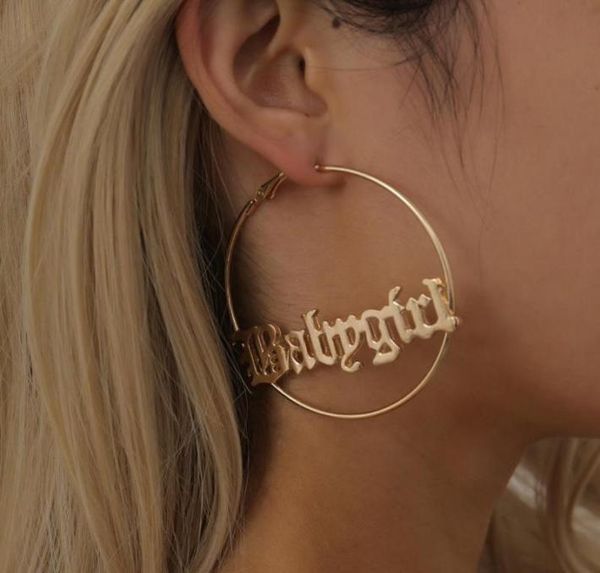 new punk exaggerated geometric big round circle hoop earrings statement letter babygirl loop earrings for women jewelry9286005, Silver
new punk exaggerated geometric big round circle hoop earrings statement letter babygirl loop earrings for women jewelry9286005, Silver