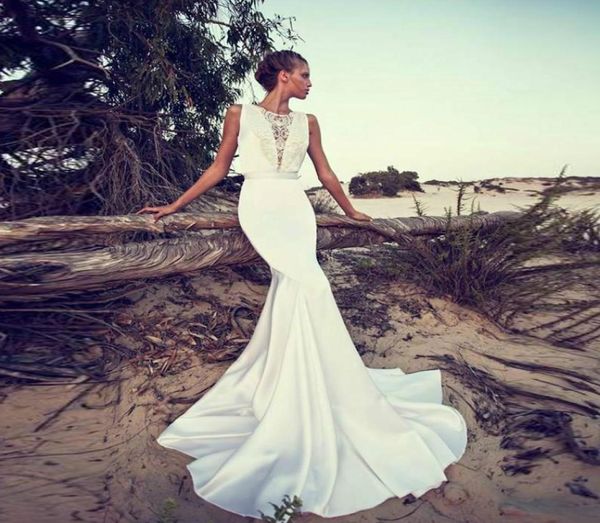 glamorous liz martinez wedding dresses boho lace jewel neck backless mermaid satin court train beach white bridal gowns7963853
glamorous liz martinez wedding dresses boho lace jewel neck backless mermaid satin court train beach white bridal gowns7963853