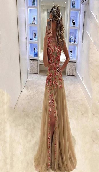 2019 new champagne evening gowns scoop neck colorful flowers sleeveless thigh side slit floor length prom party dresses formal gow3496727, Black;red
2019 new champagne evening gowns scoop neck colorful flowers sleeveless thigh side slit floor length prom party dresses formal gow3496727, Black;red