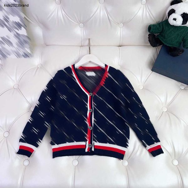 designer kids cardigan fashion grid letter jacquard baby sweater size 90-140 cm long sleeved v-neck knitted jacket aug22, Blue
designer kids cardigan fashion grid letter jacquard baby sweater size 90-140 cm long sleeved v-neck knitted jacket aug22, Blue