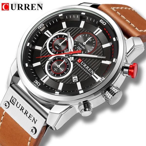new watches men luxury brand curren chronograph men sport watches leather strap quartz wristwatch relogio masculino2875, Slivery;brown
new watches men luxury brand curren chronograph men sport watches leather strap quartz wristwatch relogio masculino2875, Slivery;brown