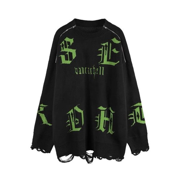 women's sweaters deeptown goth punk black pullover vintage gothic knitted sweater women oversized streetwear zipper knitwear hiphop gru, White;black
women's sweaters deeptown goth punk black pullover vintage gothic knitted sweater women oversized streetwear zipper knitwear hiphop gru, White;black