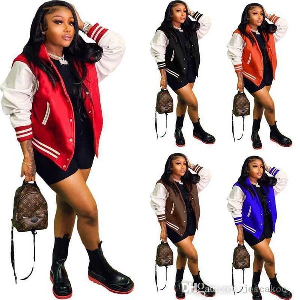 2023 autumn new womens clothing jackets solid rib cuff loose coat women trendy splicing baseball jacket s-xxl, Black;brown
2023 autumn new womens clothing jackets solid rib cuff loose coat women trendy splicing baseball jacket s-xxl, Black;brown