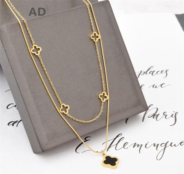 fashion double layered clover pendant necklace stainless steel jewelry for women gift5875654, Silver
fashion double layered clover pendant necklace stainless steel jewelry for women gift5875654, Silver