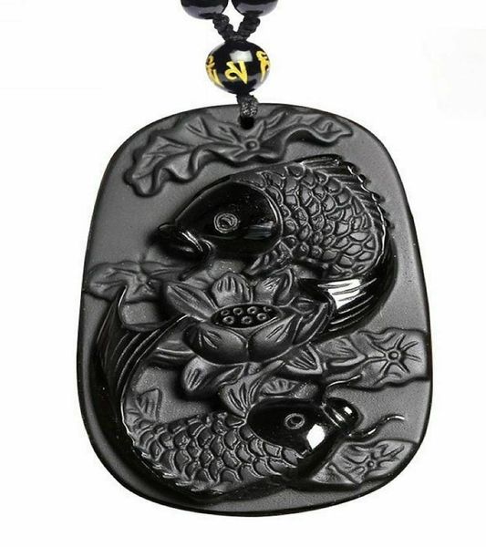 natural obsidian pisces lotus fish koi necklace amulet pendant with bead chain8392909, Silver
natural obsidian pisces lotus fish koi necklace amulet pendant with bead chain8392909, Silver