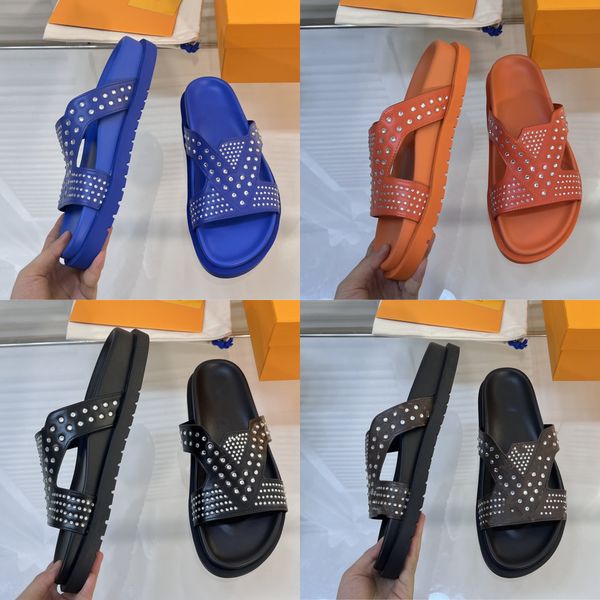 designer slippers for womens sandal man slide luxury monograms old flowers cowhide rubber rivet diamond flip flops summer classic beach flat, Black
designer slippers for womens sandal man slide luxury monograms old flowers cowhide rubber rivet diamond flip flops summer classic beach flat, Black