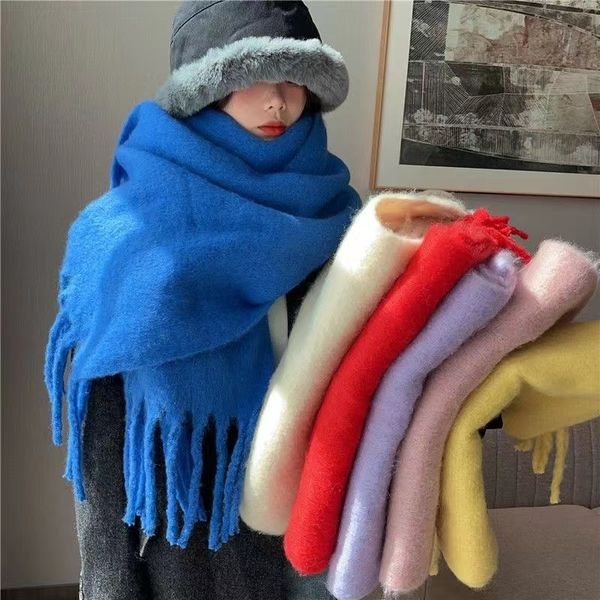 scarves womens winter mohair scarf solid warm thickened cashmere knitting thick tassel shawl women men couple accessories 230823, Blue;gray
scarves womens winter mohair scarf solid warm thickened cashmere knitting thick tassel shawl women men couple accessories 230823, Blue;gray