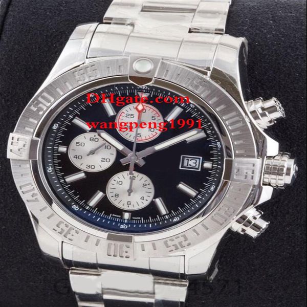 48mm men watches a13371 black dial stainless steel bracelet lvk quartzl chronograph working mens watch wristwatches2403, Slivery;brown
48mm men watches a13371 black dial stainless steel bracelet lvk quartzl chronograph working mens watch wristwatches2403, Slivery;brown