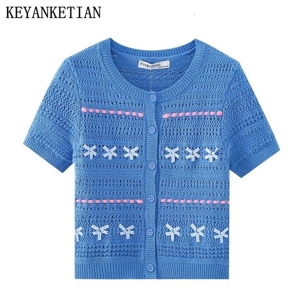 womens sweaters keyanketian summer bow embellished womens knitwear sweet style oneck short sleeve single breasted short royal blue 230822, White;black
womens sweaters keyanketian summer bow embellished womens knitwear sweet style oneck short sleeve single breasted short royal blue 230822, White;black