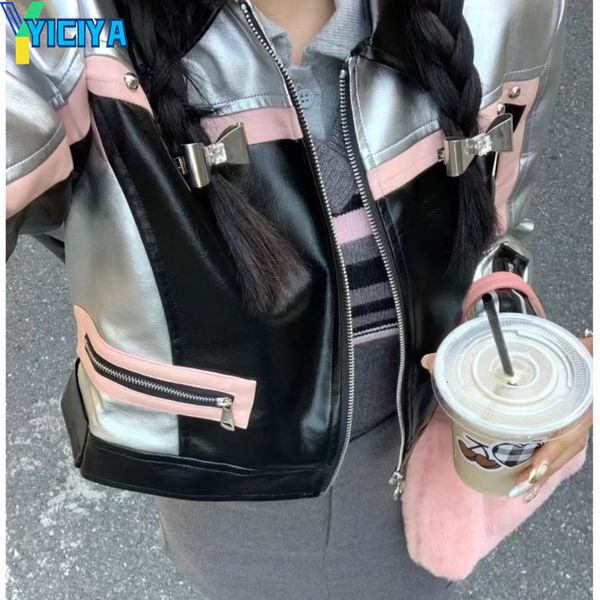 women's jackets yiciya leather jacket bomber women outerwear short pu y2k vintage varsity jackets racing american baseball jacket desig, Black;brown
women's jackets yiciya leather jacket bomber women outerwear short pu y2k vintage varsity jackets racing american baseball jacket desig, Black;brown