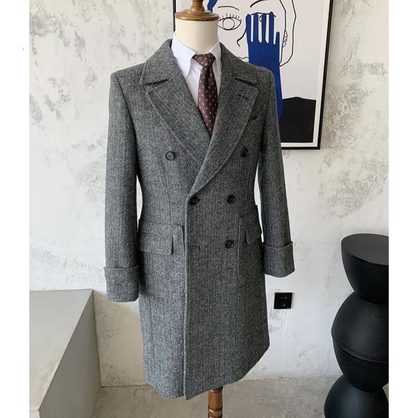 men blends 2023 autumn winter mens fashion long woolen jackets male retro casual tweed overcoats men warm double breasted coats i444 230822, Black
men blends 2023 autumn winter mens fashion long woolen jackets male retro casual tweed overcoats men warm double breasted coats i444 230822, Black