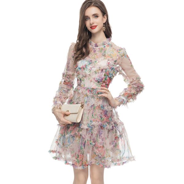 women's runway dresses o neck short sleeves ruffles printed layered fashion designer vestidos, Black
women's runway dresses o neck short sleeves ruffles printed layered fashion designer vestidos, Black