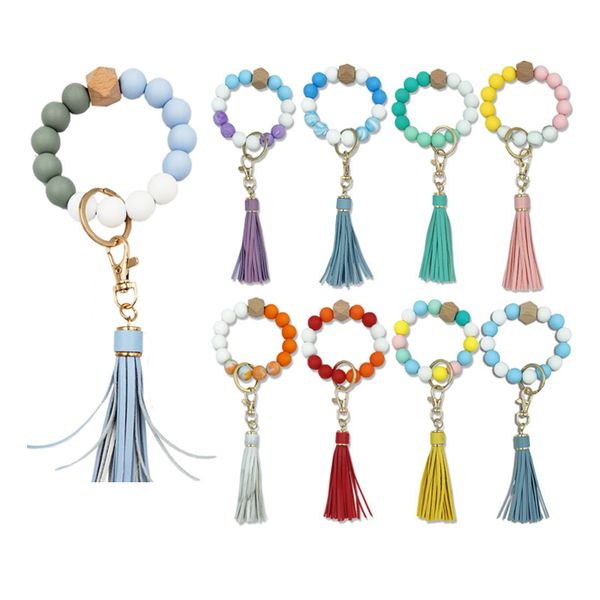 silicone beaded bracelet keychain wooden bead keychain bag decoration keyring pendant key chain creative gift, Silver
silicone beaded bracelet keychain wooden bead keychain bag decoration keyring pendant key chain creative gift, Silver