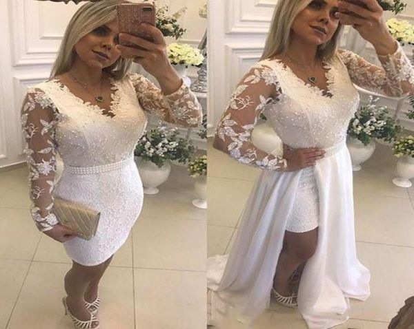 white pearls short party evening dresses with detachable skirt illusion long sleeves lace formal prom gowns for evening3436135, Black
white pearls short party evening dresses with detachable skirt illusion long sleeves lace formal prom gowns for evening3436135, Black