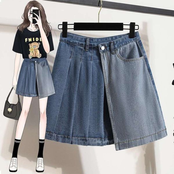 summer denim skirt for women single breasted pleated a line short fashionable cotton pants large size, Black
summer denim skirt for women single breasted pleated a line short fashionable cotton pants large size, Black