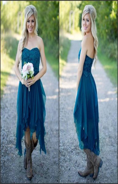 2017 teal high low country style bridesmaid dresses strapless a line vintage lace chiffon maid of honor gowns formal party gowns c4402173, White;pink
2017 teal high low country style bridesmaid dresses strapless a line vintage lace chiffon maid of honor gowns formal party gowns c4402173, White;pink