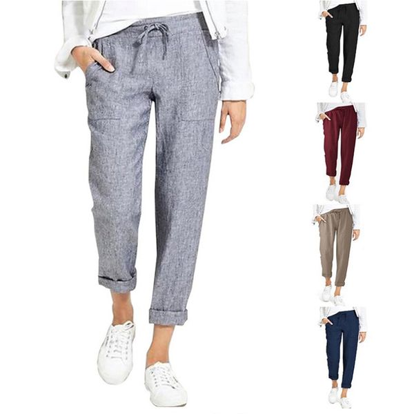 women cotton linen pants summer pockets loose baggy drawstring trousers female casual high waist elastic ankle-length pants, Black;white
women cotton linen pants summer pockets loose baggy drawstring trousers female casual high waist elastic ankle-length pants, Black;white