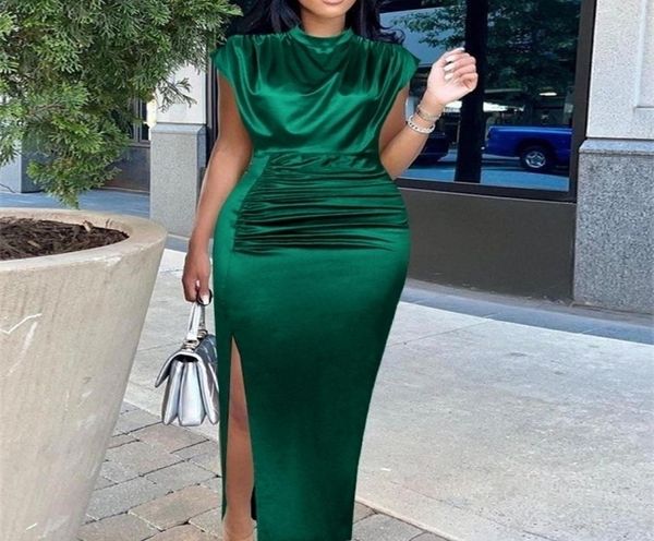 women shiny long dress pleated green elegant slit high collar slim fit sleeveless maxi robes female gowns party spring 2205099489495, Black;gray
women shiny long dress pleated green elegant slit high collar slim fit sleeveless maxi robes female gowns party spring 2205099489495, Black;gray