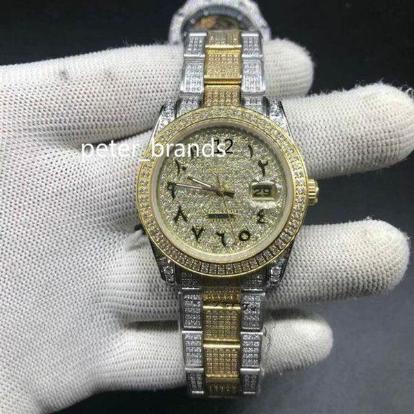 full diamond arabic numeral dial watch 37mm luxury iced out watch automatic men silver gold two tone waterproof stainless diamond 260s, Slivery;brown
full diamond arabic numeral dial watch 37mm luxury iced out watch automatic men silver gold two tone waterproof stainless diamond 260s, Slivery;brown