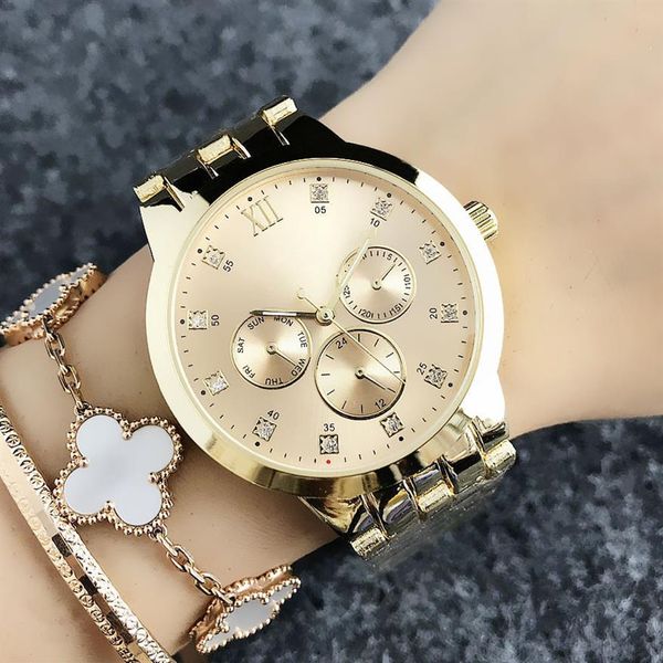 fashion brand wrist watch for women's girl 3 dials style steel metal band quartz watches tom6670278u, Slivery;brown
fashion brand wrist watch for women's girl 3 dials style steel metal band quartz watches tom6670278u, Slivery;brown