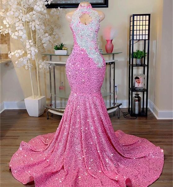 charming pink sequins prom dresses 2023 black girls luxury mermaid evening formal occasion gowns halter neck lace vestidos de gala robe de s
charming pink sequins prom dresses 2023 black girls luxury mermaid evening formal occasion gowns halter neck lace vestidos de gala robe de s
