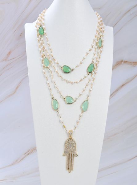 guaiguai jewelry 4 rows natural cultured white pearl chain green crystal connector necklace handmade for women real gems stone lad1355211, Silver
guaiguai jewelry 4 rows natural cultured white pearl chain green crystal connector necklace handmade for women real gems stone lad1355211, Silver