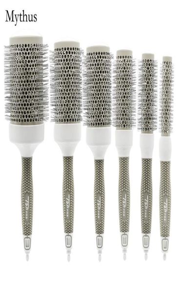 6 sizes professional nano ceramic air rolling brush rubber tip handle curling straightening hair round brush sets for salon3885574, Silver
