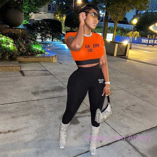 women designer tracksuit sports two piece set summer letter printing short sleeve fashion splice tight hip lifting pants 2 piece suit, White
women designer tracksuit sports two piece set summer letter printing short sleeve fashion splice tight hip lifting pants 2 piece suit, White