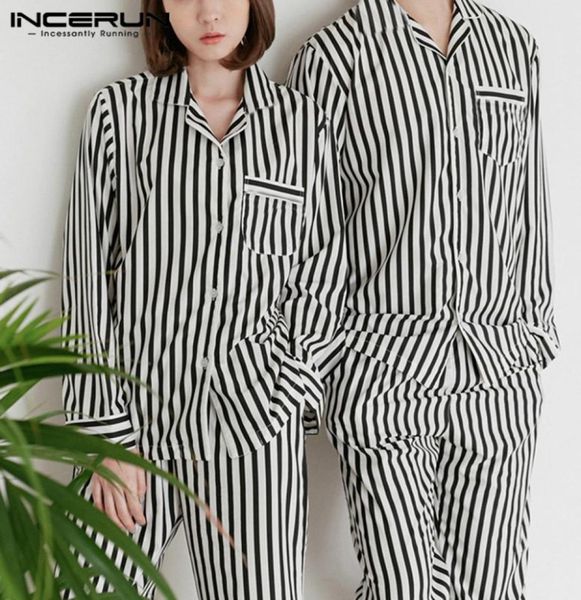 incerun fashion striped couple pajamas sets men long sleeve pants mens sleepwear sets nightwear suits homewear plus size1701197, Black;brown
incerun fashion striped couple pajamas sets men long sleeve pants mens sleepwear sets nightwear suits homewear plus size1701197, Black;brown