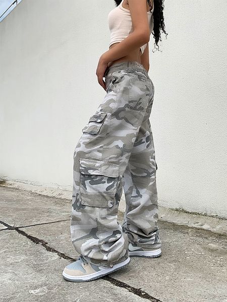 womens cargo pants spring fall street wide-leg camouflage overalls casual multi-pocket straight trousers, Black;white
womens cargo pants spring fall street wide-leg camouflage overalls casual multi-pocket straight trousers, Black;white