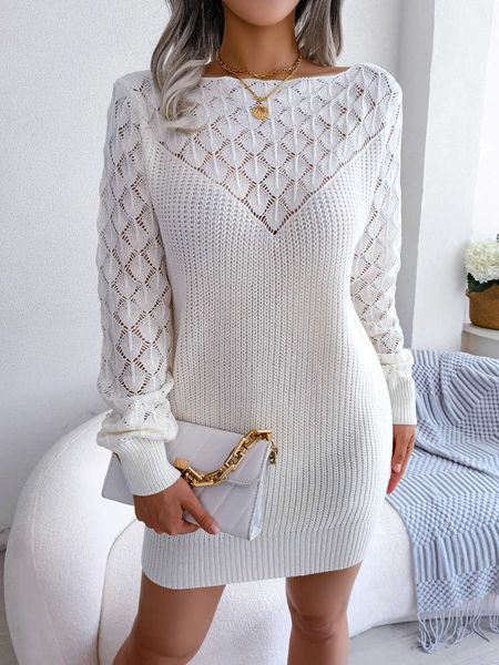 women's new long sleeved hollow knitted sweater dress autumn and winter casual belt less clothing, Black;gray
women's new long sleeved hollow knitted sweater dress autumn and winter casual belt less clothing, Black;gray