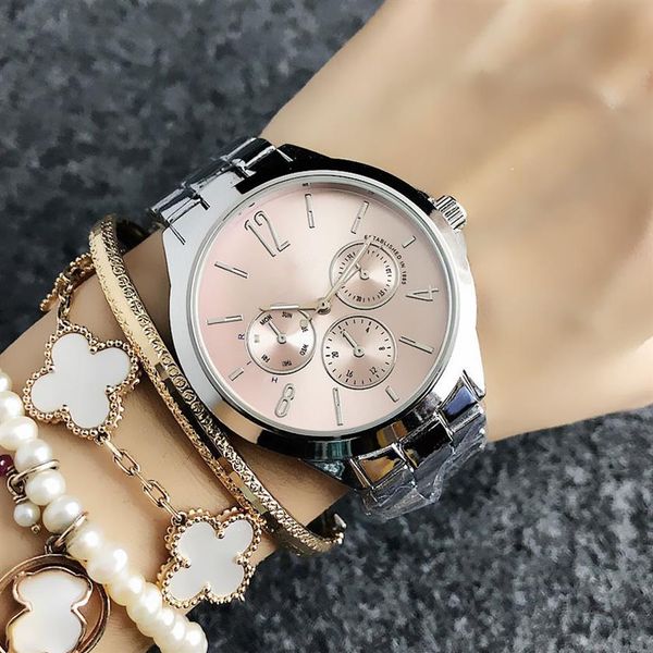fashion brand wrist watch for women's girl 3 dials style steel metal band quartz watches tom 05224a, Slivery;brown
fashion brand wrist watch for women's girl 3 dials style steel metal band quartz watches tom 05224a, Slivery;brown