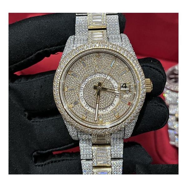 wristwatches diamond watch iced out fl functional work matic movement 42mm sier two stones waterproof 904 stainless f314m, Slivery;brown
wristwatches diamond watch iced out fl functional work matic movement 42mm sier two stones waterproof 904 stainless f314m, Slivery;brown