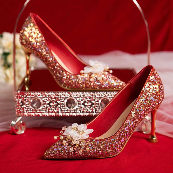 2023 summer new fashion french red two wear wedding shoes rhinestone pointed shallow mouth high heel bridal shoes 230811, Black
2023 summer new fashion french red two wear wedding shoes rhinestone pointed shallow mouth high heel bridal shoes 230811, Black