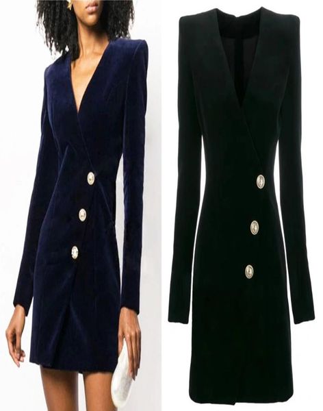 european and american catwalk with the same lion button long sleeve velvet slim temperament dress9614759, Black
european and american catwalk with the same lion button long sleeve velvet slim temperament dress9614759, Black