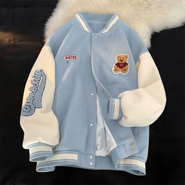 women's jackets chic springfall preppy style baseball jacket women casual bear embroidered baseball coat y2k men and women couples clot, Black;brown
women's jackets chic springfall preppy style baseball jacket women casual bear embroidered baseball coat y2k men and women couples clot, Black;brown