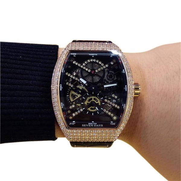 5 color saratoge vanguard v 45 t sqt black hollow skeleton dial automatic mens watch rose gold diamond case leather rubber strap w246g, Slivery;brown
5 color saratoge vanguard v 45 t sqt black hollow skeleton dial automatic mens watch rose gold diamond case leather rubber strap w246g, Slivery;brown