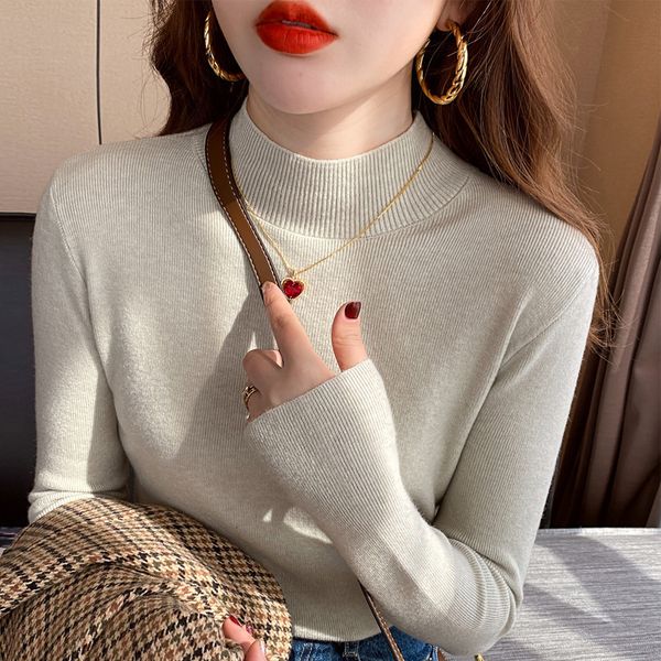 women's sweaters 2023 half high collar bottom sweater autumnwinter warm knitwear long sleeve 230822, White;black
women's sweaters 2023 half high collar bottom sweater autumnwinter warm knitwear long sleeve 230822, White;black