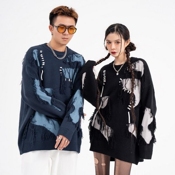womens sweaters knitted frayed tassels goth oversized streetwear ripped pullovers aesthetic clothing for women men winter 230822, White;black
womens sweaters knitted frayed tassels goth oversized streetwear ripped pullovers aesthetic clothing for women men winter 230822, White;black