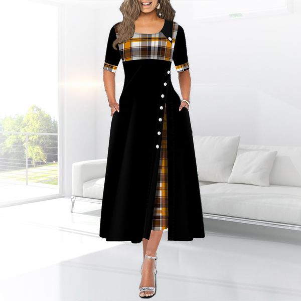 fashion designer summer street style women's short sleeve round neck large swing dress, Black;gray
fashion designer summer street style women's short sleeve round neck large swing dress, Black;gray