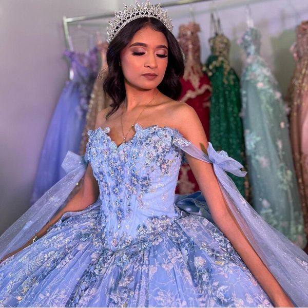 sky blue quinceanera dresses sleeveless crystal sequined ball gown off the shoulder 3d flowers corset vestidos para xv anos, Blue;red
sky blue quinceanera dresses sleeveless crystal sequined ball gown off the shoulder 3d flowers corset vestidos para xv anos, Blue;red