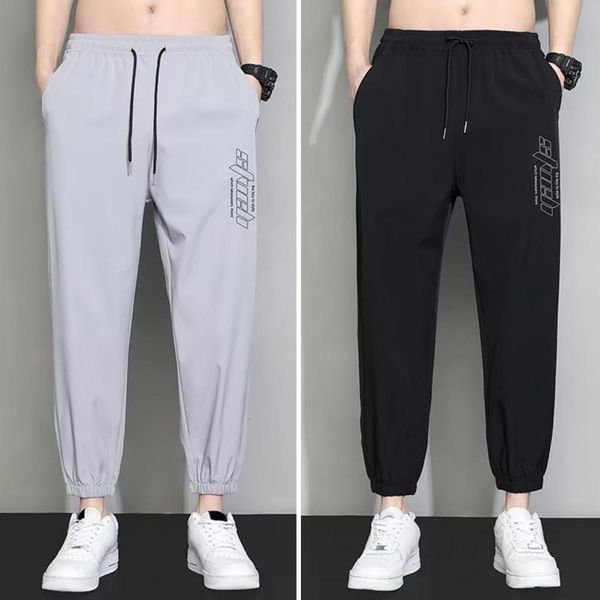men's pants men sweatpants midrise elastic waistband drawstring pockets letter print sport ice silk thin jogging 230822, Black
men's pants men sweatpants midrise elastic waistband drawstring pockets letter print sport ice silk thin jogging 230822, Black