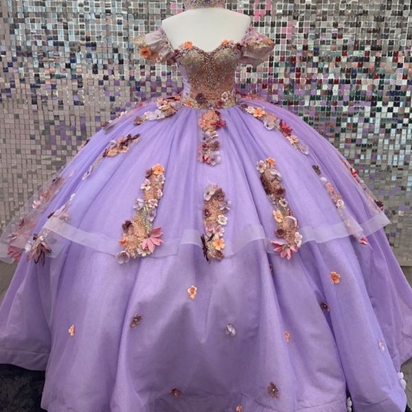 lavender glittering quinceanera dress off shoulder crystal floral applique 3dflower formal birthday vestidos de 15 anos, Blue;red
lavender glittering quinceanera dress off shoulder crystal floral applique 3dflower formal birthday vestidos de 15 anos, Blue;red