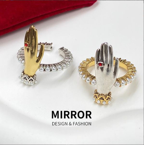with side stones european and american retro glitter diamond ghost hand pearl opening ring, new trend, antique style, niche design, sense of, Silver
with side stones european and american retro glitter diamond ghost hand pearl opening ring, new trend, antique style, niche design, sense of, Silver